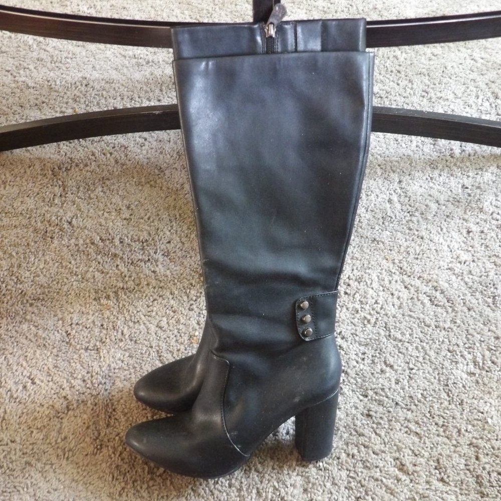 Anne Klein Knee High Zip Up Leather Boots